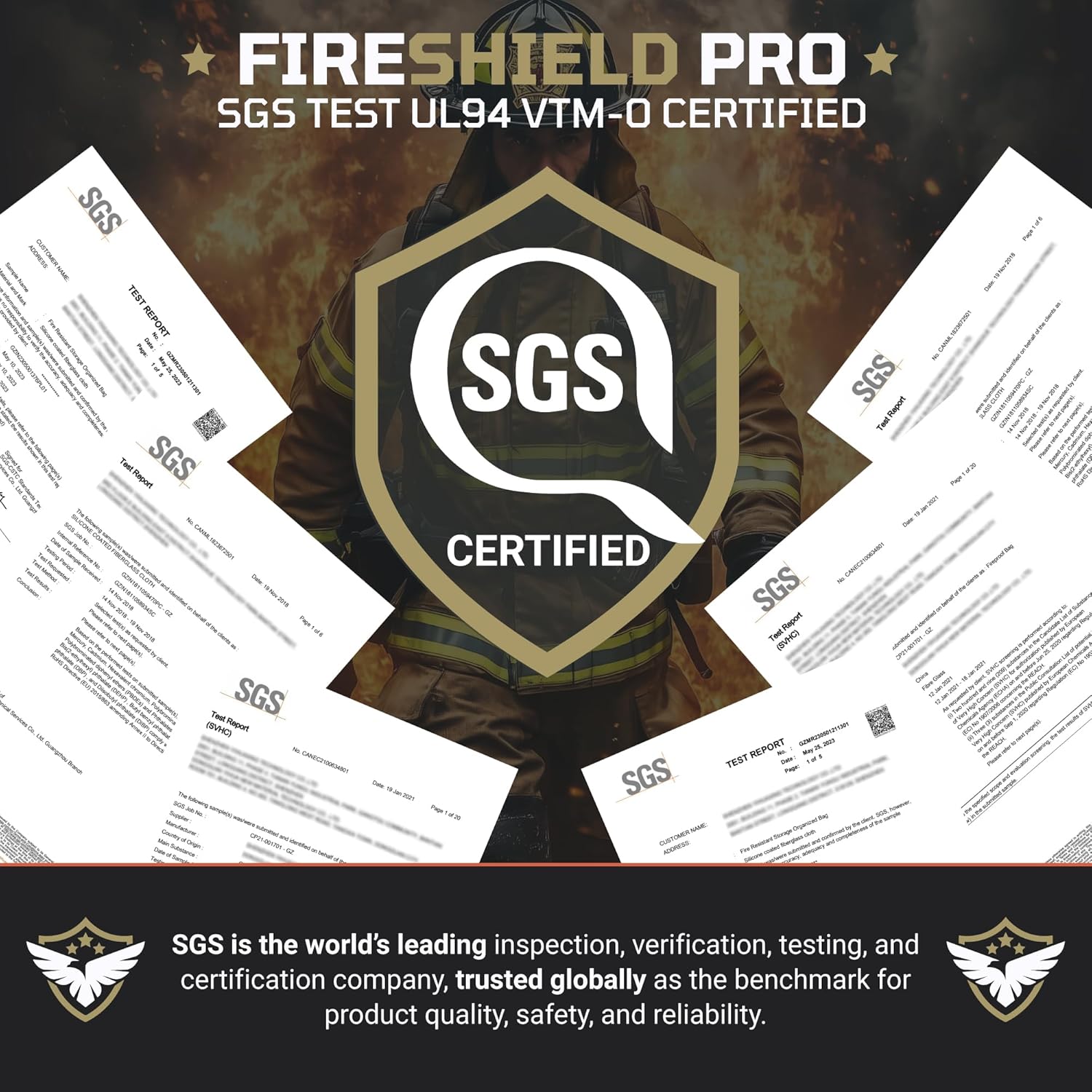 FIRESHIELD PRO 5200°F Fireproof Document Box with Lock – Fire Safe Organizer with Laptop, Tablet & Cards Pockets – Water Resistant, Multi-Pocket Storage for Travel, Home or Office – 15" x 11" x 4.1"