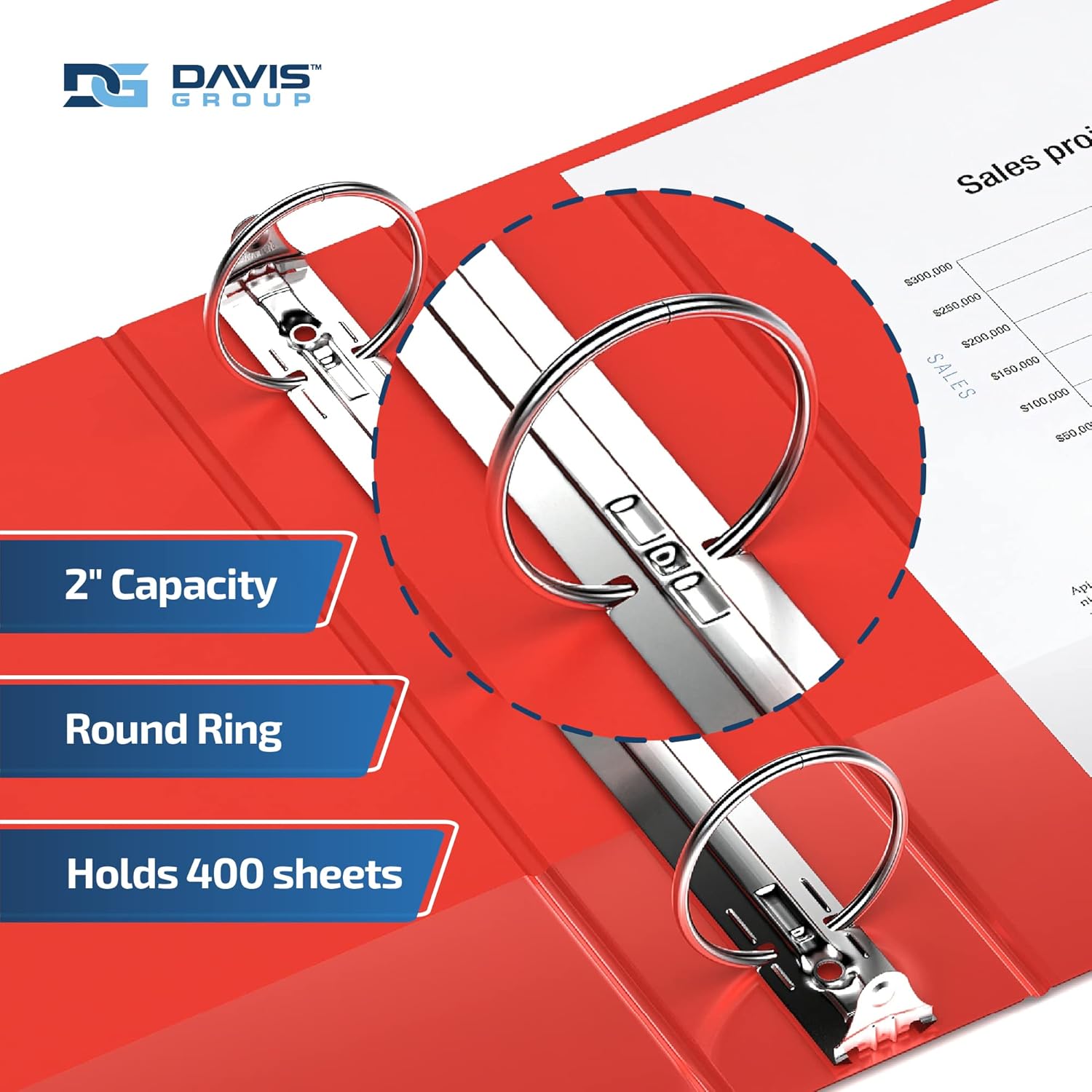 Premium Economy 6-Pack 3-Ring Binders for School or Office, Round-Ring Binders, 2 Inch, Red