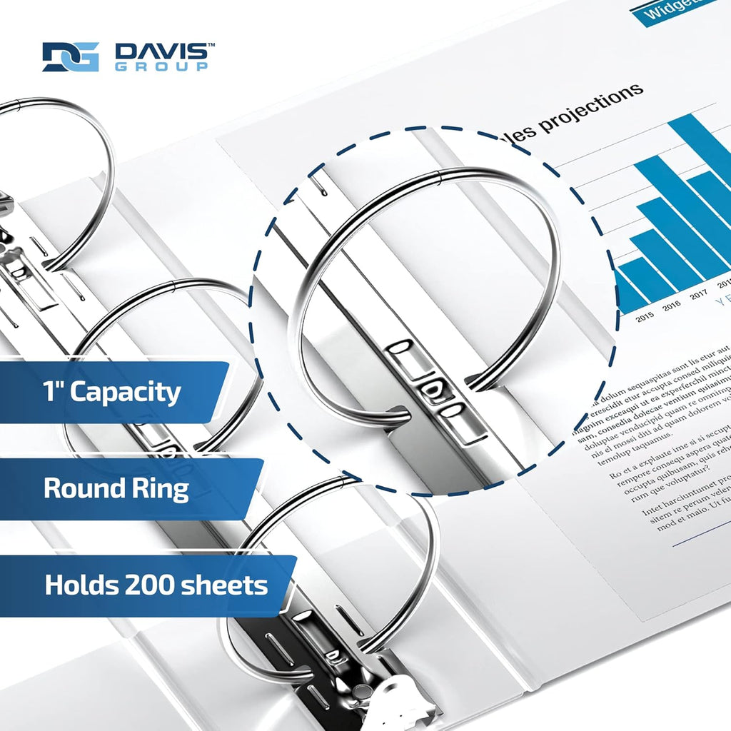 Premium Economy 6-Pack 3-Ring Binders for School or Office, Round-Ring Binders, 1 Inch, White