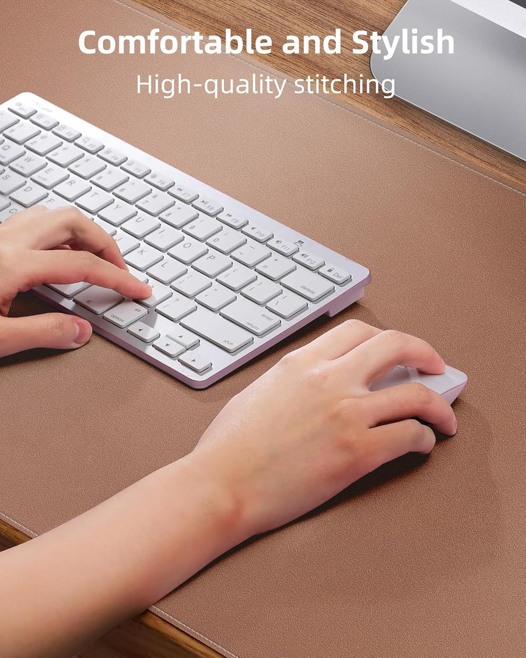 Leather Desk Pad Protector,Desk Mat,Large Mouse Pad, Non-Slip Desk Pad, Waterproof PU Leather Desk Blotter Mat, Desk Cover for Office and Home (Gold, 36" x 17")