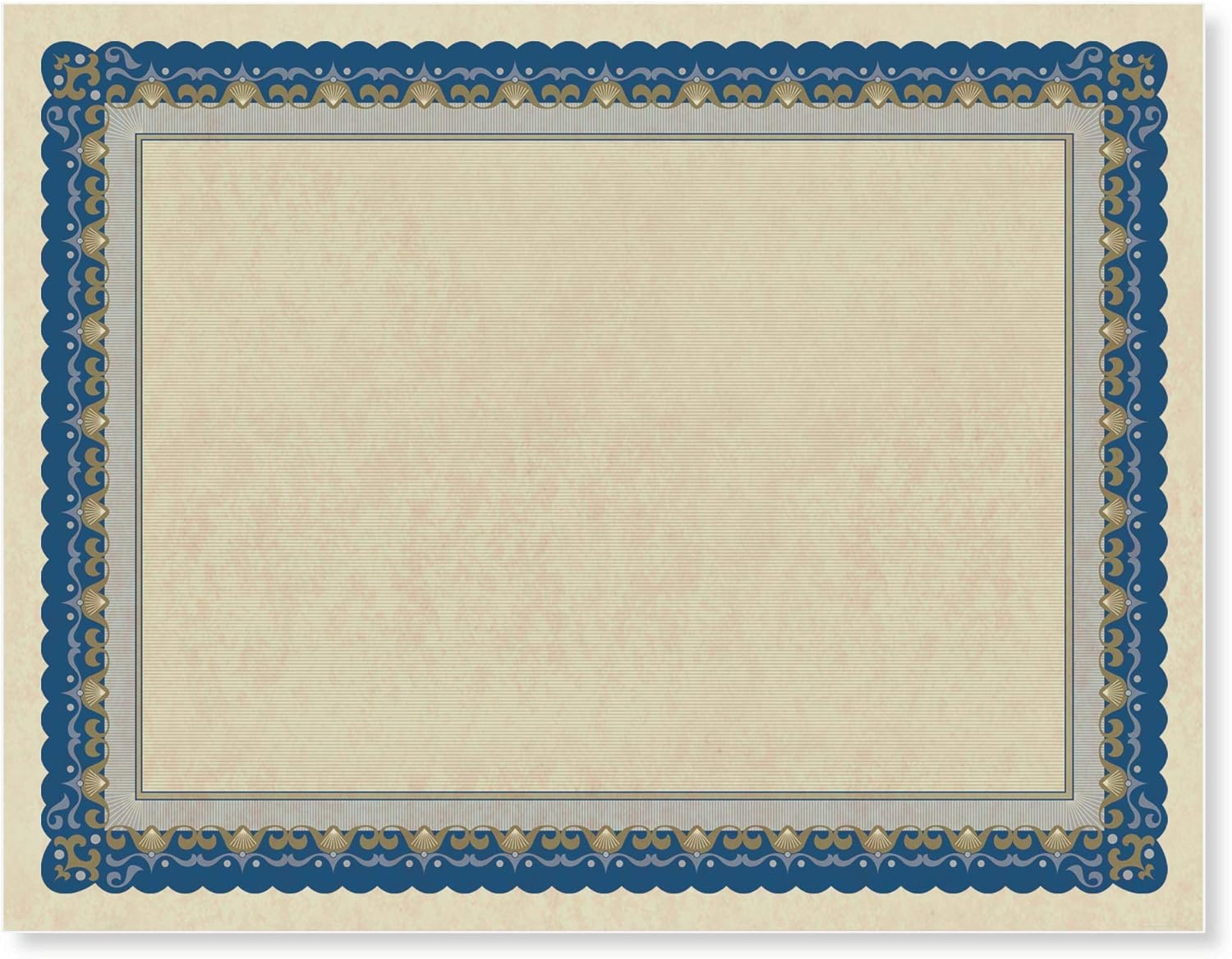 PaperDirect Pageantry Standard Certificate Paper, Blue and Gold Border, 8.5 x 11 Inch, 28lb Parchment Certificates and Awards Paper, 100 Count, for School, Work, Diplomas & Award Certificates