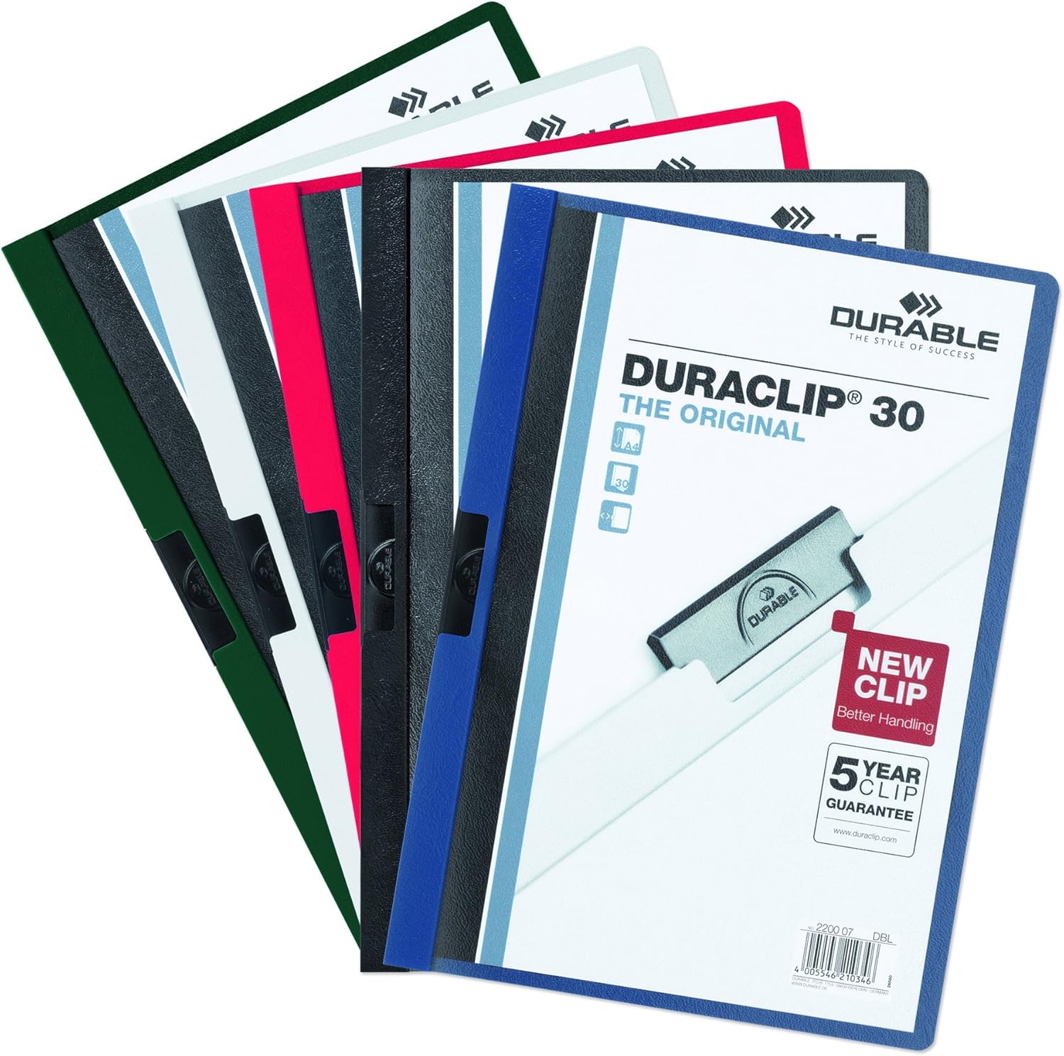 Durable Report Cover with DURACLIP - Letter-Size 8.5" x 11" Inches - Holds Up to 30 Pages - Clear Cover with Dark Blue Border - Box of 25
