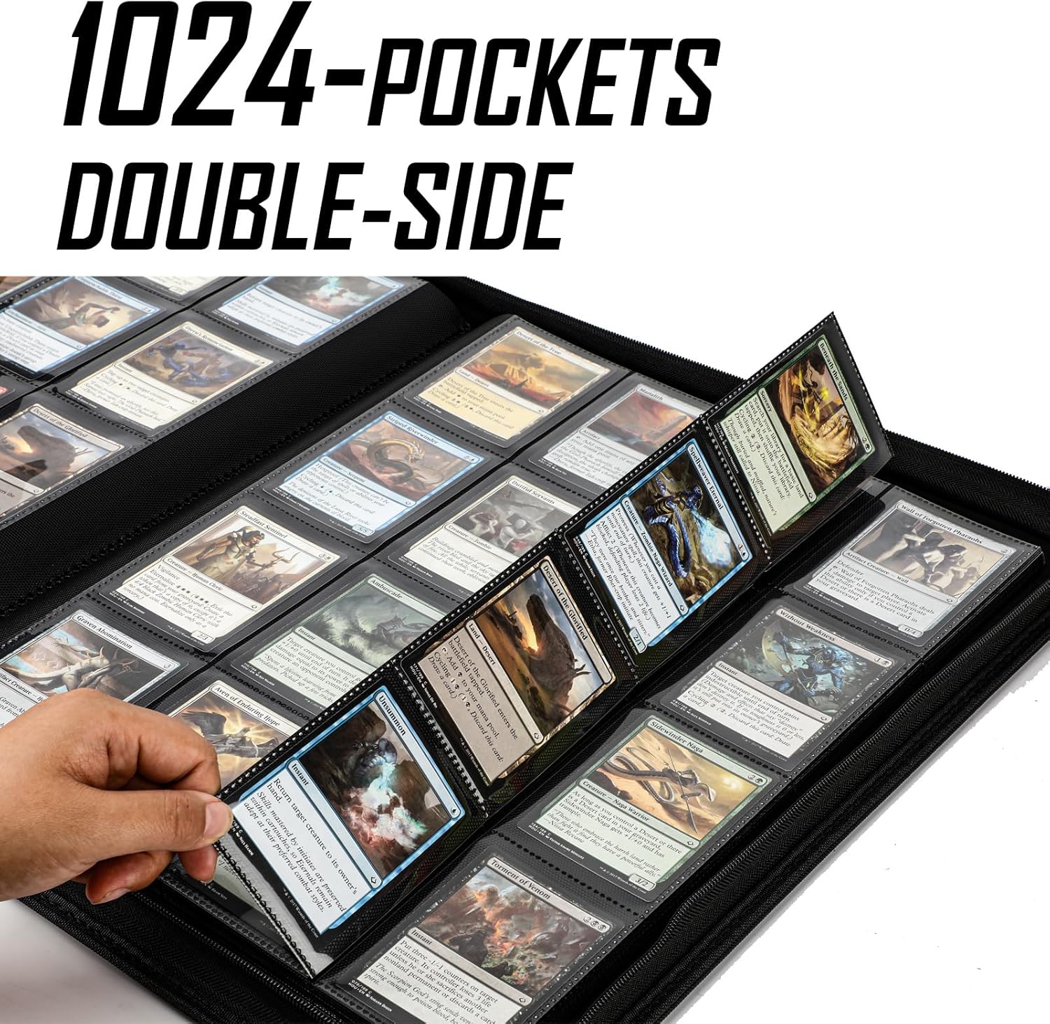 Premium-SV 1024 Pockets Card Binder,Label Design,16 Pocket Trading Card Zipper Binder, Ringless Side Loading Trading Card Album, Folder for TCG,MTG,Sports other Cards -Teal