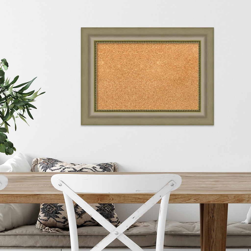 Amanti Art Natural Cork Board for Wall, 17x23 Vision Board with Silver Wood Frame, Small Corkboard Office Decor for Home Organization, Traditional Corkboard Pinboard to Display Items for Home
