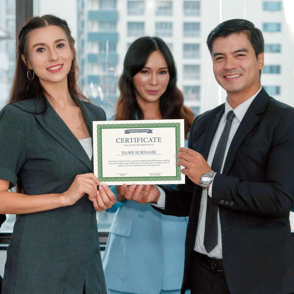 Executive Green & White Parchment Certificate Papers - Pack of 25, Laser & Inkjet Printer Compatible, For Office, Business Awards, Graduation, School Diplomas, 8-1/2" x 11" on 60 lb. Text Stock