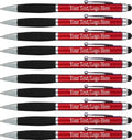 Customized Pens with your Custom Logo or Text-300 Pack Bulk-for Businesses, Parties, and Events, 2 in 1 Ballpoint Pen & Stylus Compatible with Touchscreen Devices, Red Barrel, Black Ink