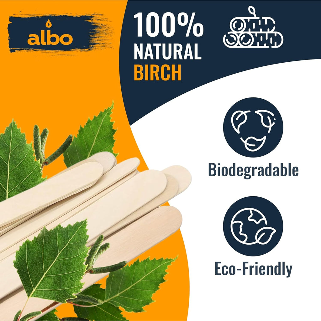 ALBO 1000 Pack 4.5" Wood Popsicle Sticks | Food-Safe Ice Cream, Cake Pop & Chocolate Molds | Waxing Applicators, Epoxy Resin Stir Sticks, Tongue Depressors | Bulk DIY Craft Supplies for Kids & Pros