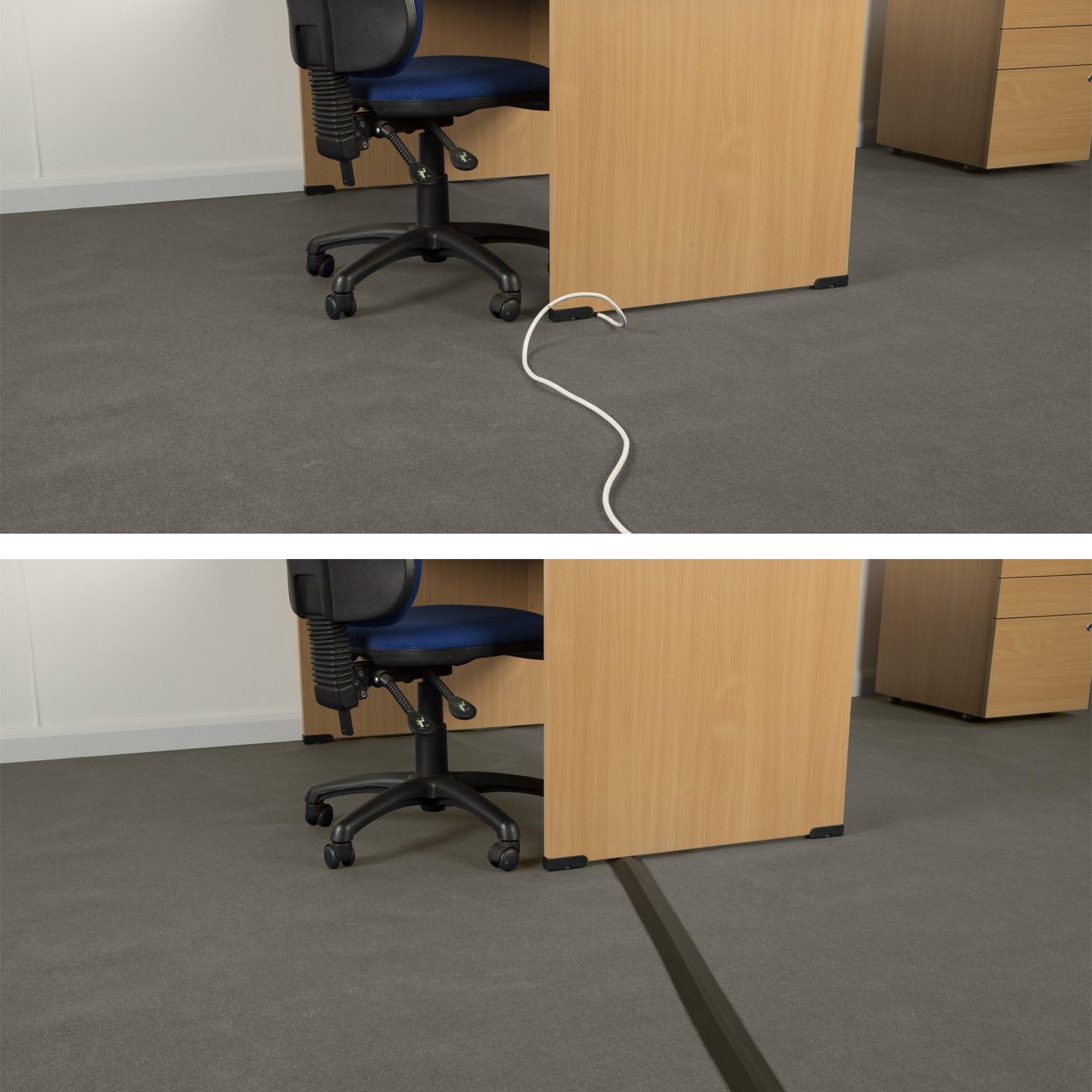 D-Line 30ft Floor Cord Cover, Made in USA Linkable Cable Protector, Hide Extension Cords, Protect Cords, Prevent Cable Trips, Cord Hider, Heavy Duty - Cord Cavity = 0.56" (W) x 0.35" (H) - Black