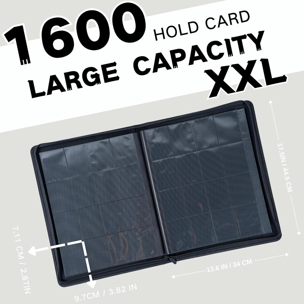1600+ Pockets Trading Card Binder, 16-Pocket Card Ablum Compatible with MTG,Sports Cards & Other Standard Size Trading Card (WHITE)