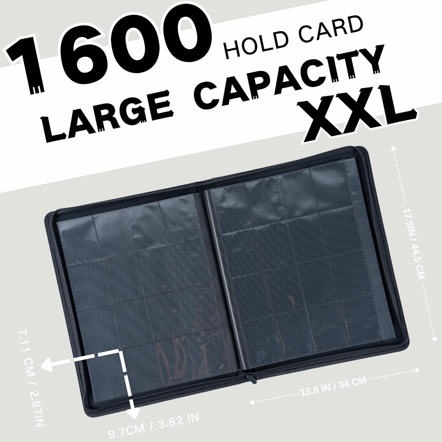 1600+ Pockets Trading Card Binder, 16-Pocket Card Ablum Compatible with MTG,Sports Cards & Other Standard Size Trading Card (WHITE)