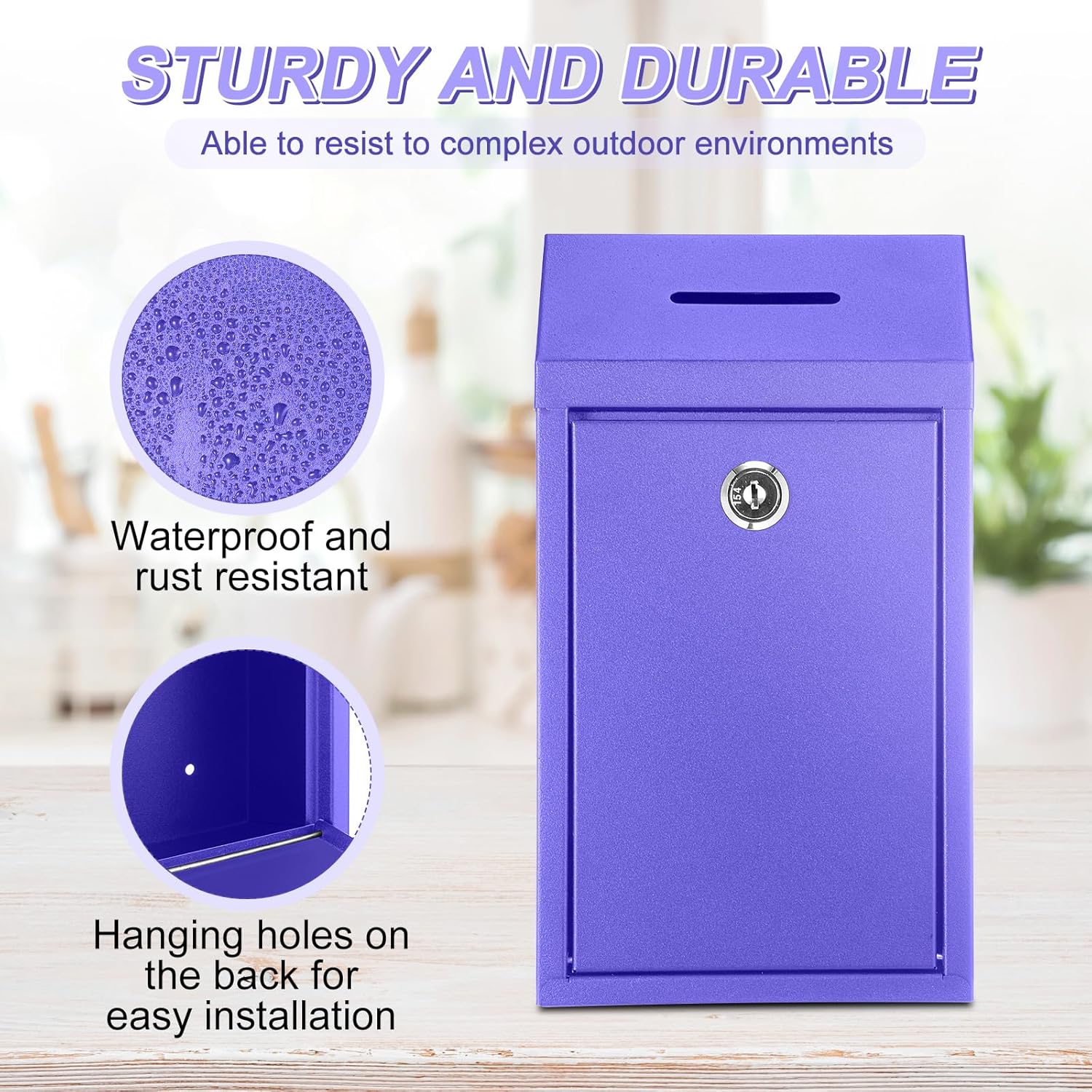 Metal Donation Cash Box Collection Safe Suggestion Box with Lock Wall Mounted Mailbox Delivery Ballot Container for Home Office Outdoor Door