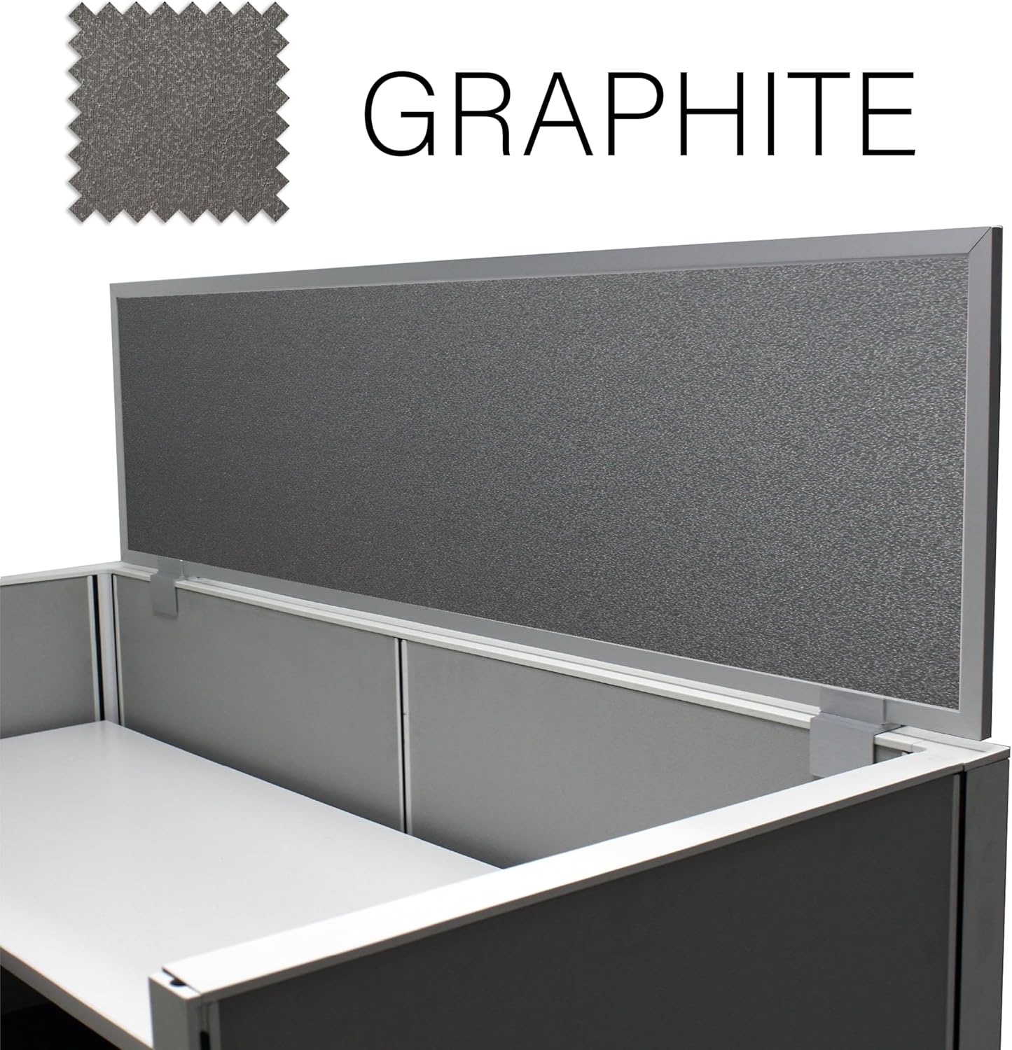 OBEX Acoustical Cubicle Privacy Screen Extender Desk Panel & Office Divider, Add Separation & Block Noise, 12" x 48", Graphite