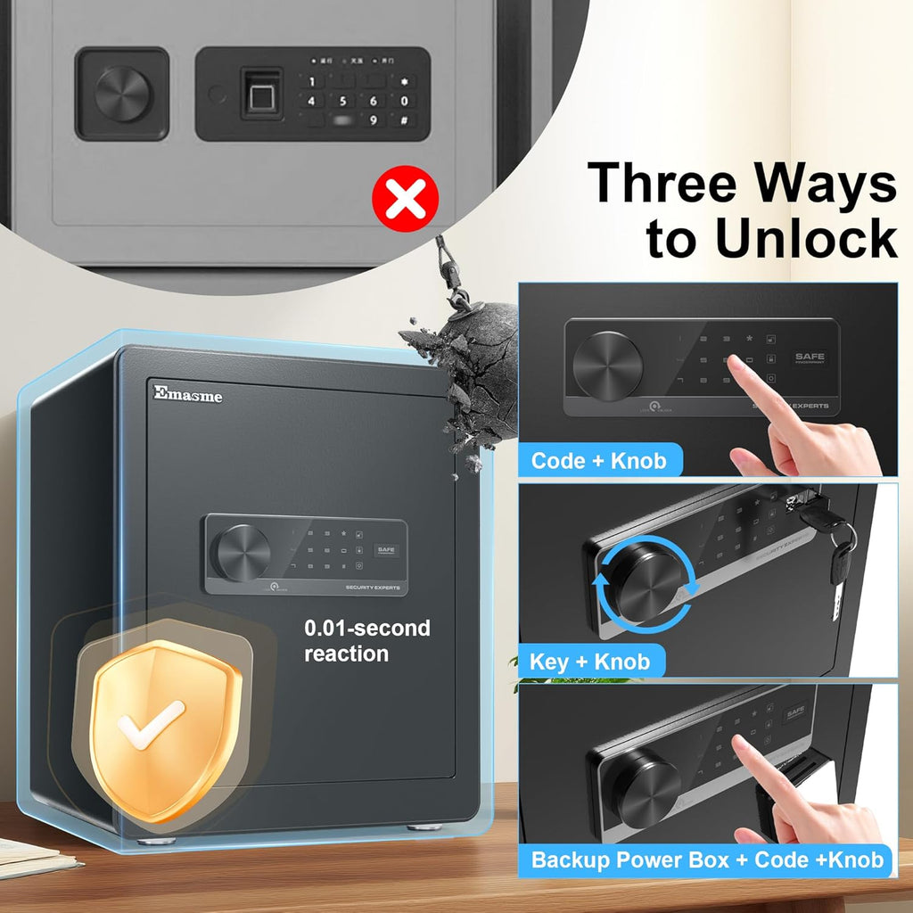 Safety Box, Small Safes for Home Lock Box with Electronic Keypad，Safe with Removable Shelf for Cash, Jewelry, Documents,Digital Security Safe for Office Hotel and Personal Use (Digital - 2.0 CUFT)