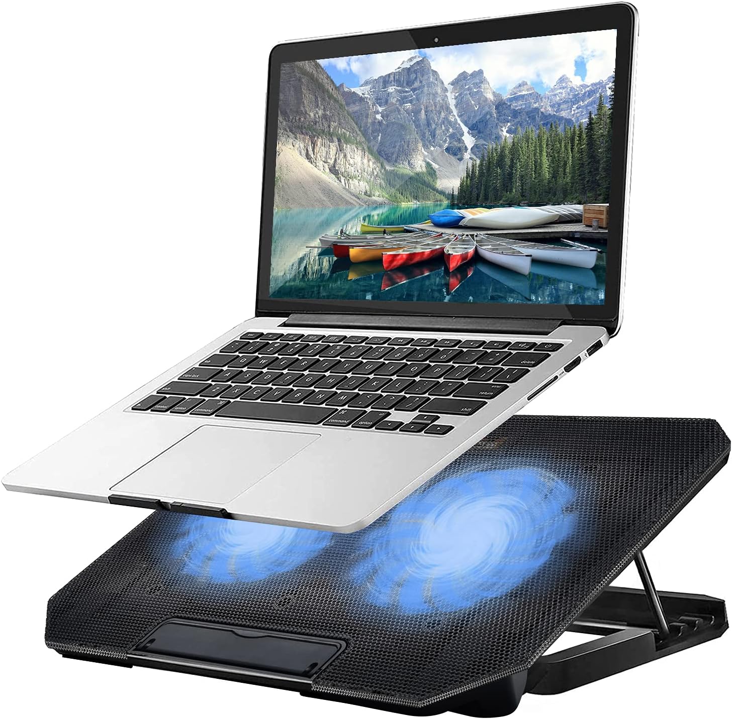Laptop Cooling pad Laptop Cooler Stand Laptop Fan Cooling pad for 11-15.6 Inch Gaming Notebooks, 2 Turbine Fans,4 Angle Adjustable Laptop Cooling Stand (Black)