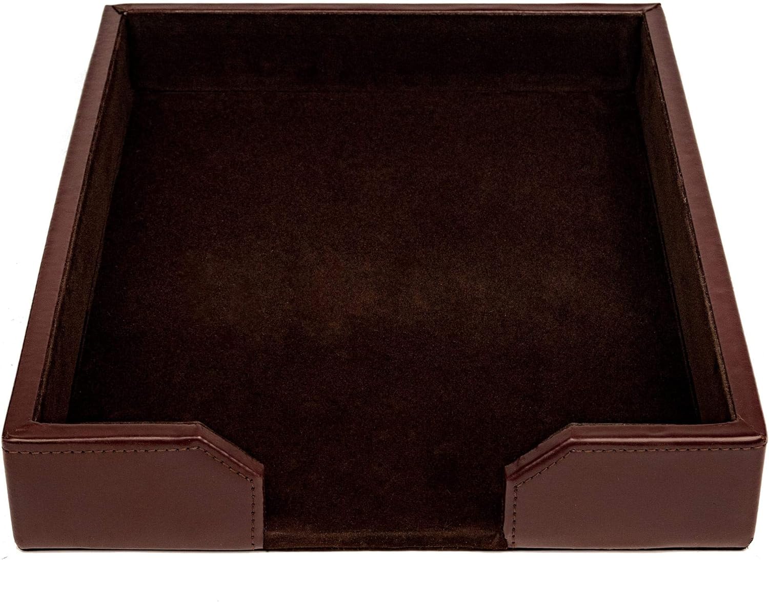 Dacasso Bonded Leather Desktop Letter Tray - Luxury Letter Holder & Paper Organizer for Desk - Office Organization & Executive Desk Decor - (Dark Brown)