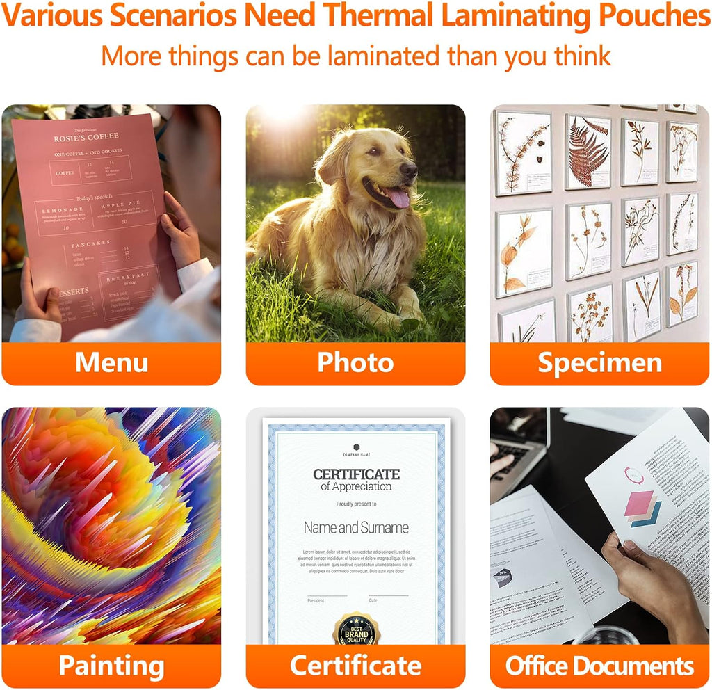 Thermal Laminating Pouches, 9 x 11.5 Inches Laminating Sheets, 5 Mil Thick Laminate Sheets, 100 Pack, Clear