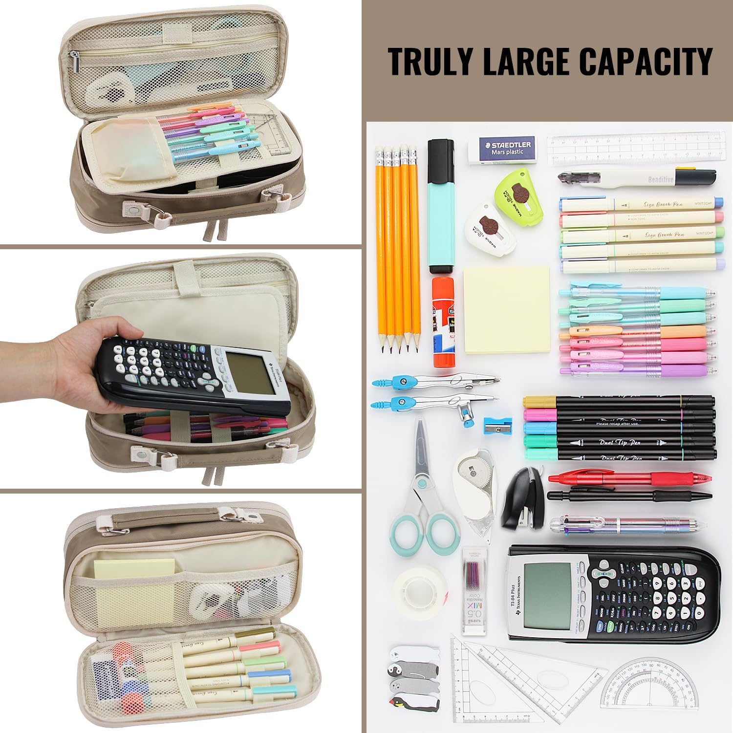 Pencil Case, Large Capacity Pencil Case Organizer; Double Zipper Storage Bag; Big Pencil Pouch for College School Office Teen Girl Boy Men Women Adult