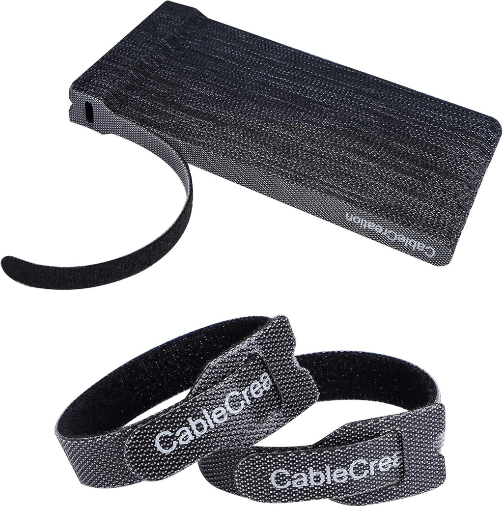 CableCreation 100PCS Fastening Cable Ties Reusable, Premium 6-Inch Adjustable Cord Ties, Nylon Cable Management Straps Hook Loop Cord Organizer Wire Ties Reusable Black