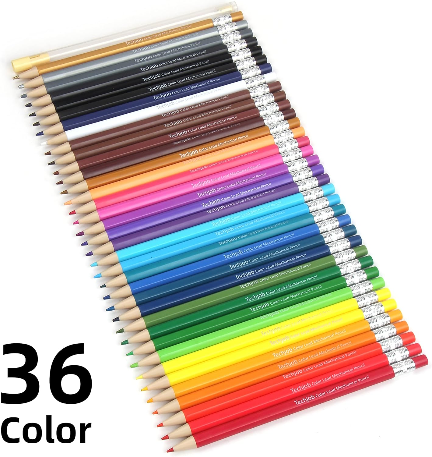 Colored Mechanical Pencil 2.6mm for Coloring and Drawing, Mechanical Colored Pencils, Mechanical Pencils with Sharpener and Case,36pcs