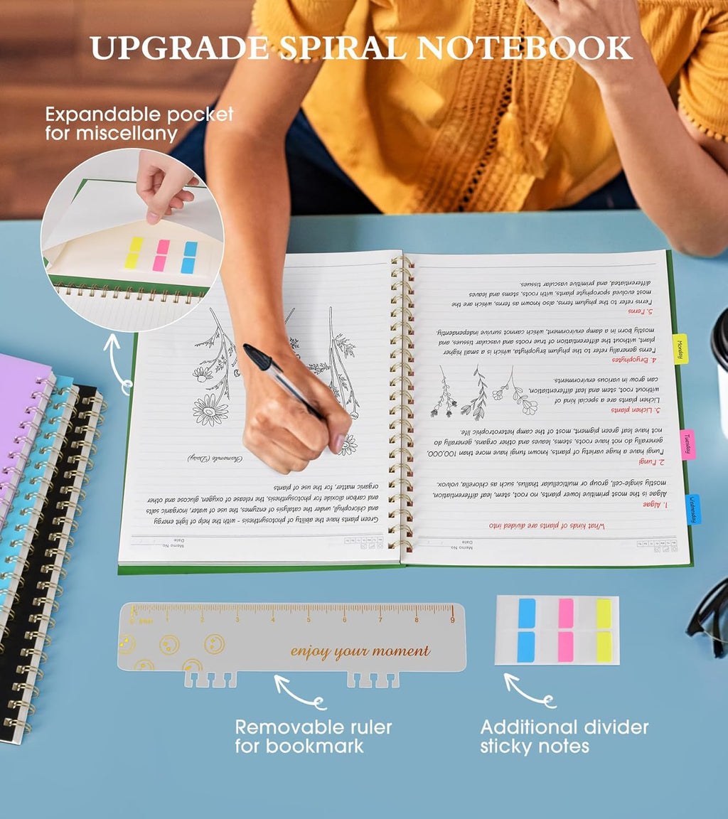 Spiral Notebook Journal 8.5” x 11”, A4 Large Notebooks for Women Men, College Ruled Lined Journal, 100 GSM Paper, Hardcover Spiral Bound Journals for Work School Writing Note Taking Business, Green