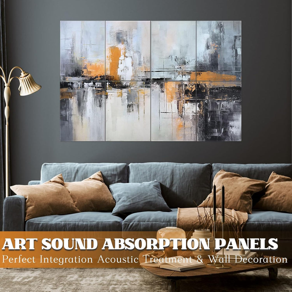 8 Pack Acoustic Panels, Soundproof Wall Panels, 48X32in Sound Proof Panels for Walls, Sound Absorbing Wall Art Decorative, Sound Dampening Panels for Recording, Home Studio(After-rain City)
