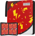 Trading Card Binder 4 Pocket，Card Binder 400 Pockets Card Book Holder Cards with 50 Removable Sleeves，3-Ring Zip Design MTG/TCG/Sport Collectible Trading Card Albums Gifts for Boys and Girls (Red)