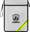 Fireproof Document Bag, 15 x 11 Inch Waterproof Documents Holder 2000℉ Safe for Important File Money Cash Legal Papers, Two Pockets Dual Zippered File Bag with Hand-held Strap & Reflective Strip