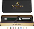 Scriveiner Green Ballpoint Pen - Stunning British Racing Green Luxury Pen, Chrome Finish, Schmidt Black Refill, Best Ball Pen Gift Set for Men & Women, Professional Executive Office, Nice Designer Pen