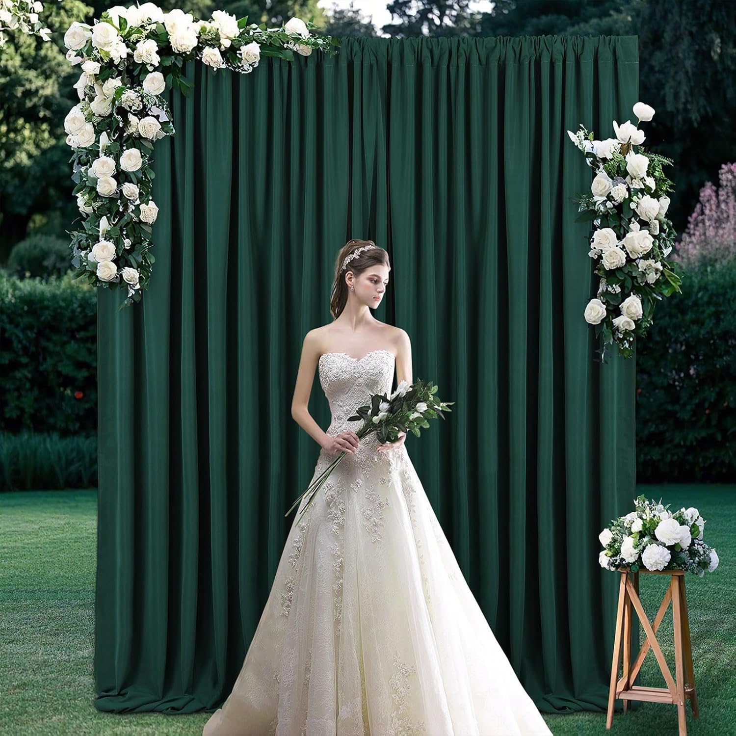 Green Backdrop Curtains 10ft x 10ft: Polyester Photo Backdrop Drapes - Halloween Party Photography Background Decorations