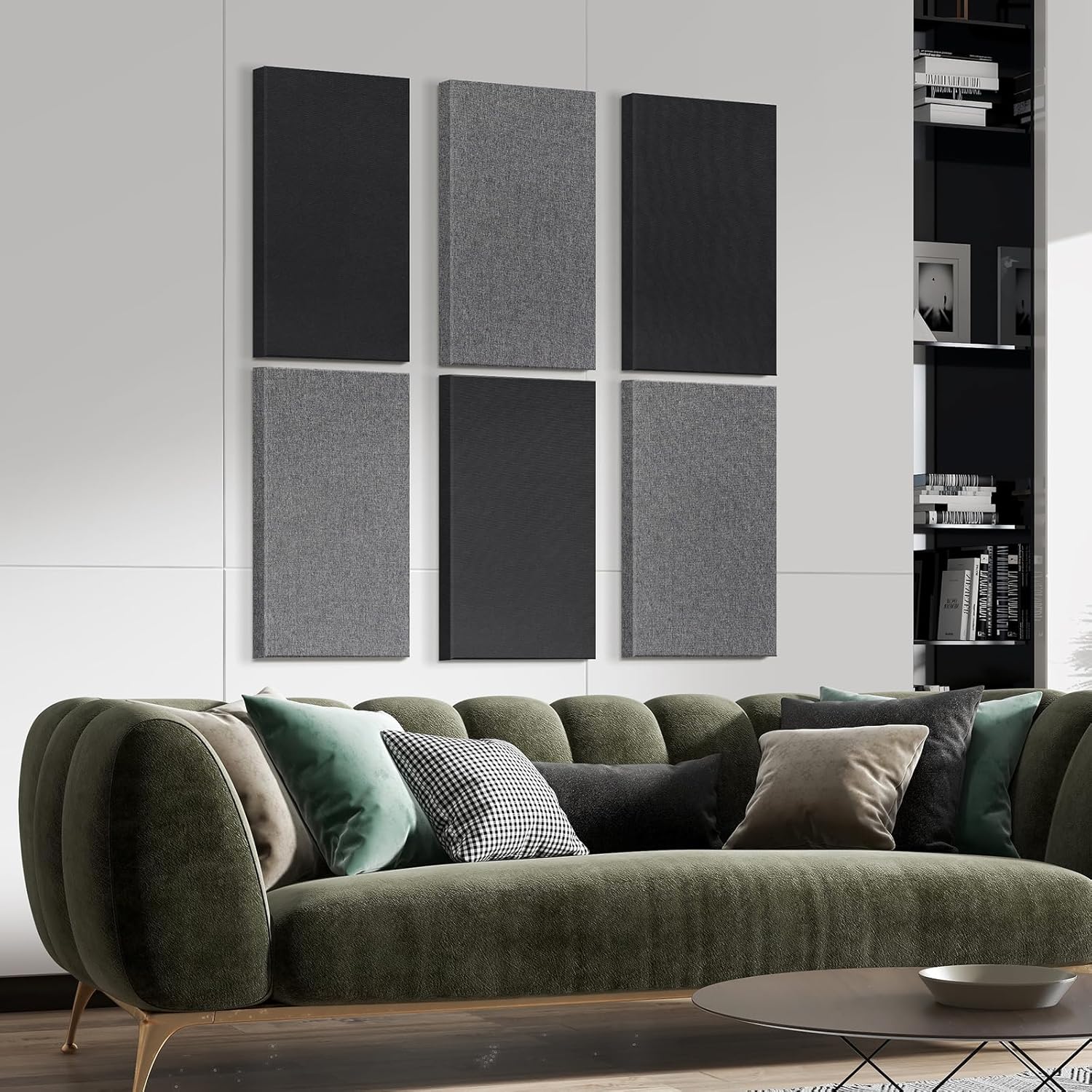 UMIACOUSTICS 2 PCS Acoustic Panels, Fiberglass Sound Absorbing Panels, Self-adhesive Sound Proof Panels for Studios, Office, Home Theater. (Heather)