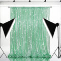 Eternal Beauty Mint Green Sequin Backdrop, 6x6 Ft Glitter Background Curtains for Shimmer Photography Party Wedding Birthday Back Drop Decor