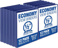 Samsill 0.5 Inch 3 Ring Binders, Made in USA, Economy Round Ring, Clear View Cover, 100 Sheet Capacity - for School, Home, Office - Blue, 12 Pack