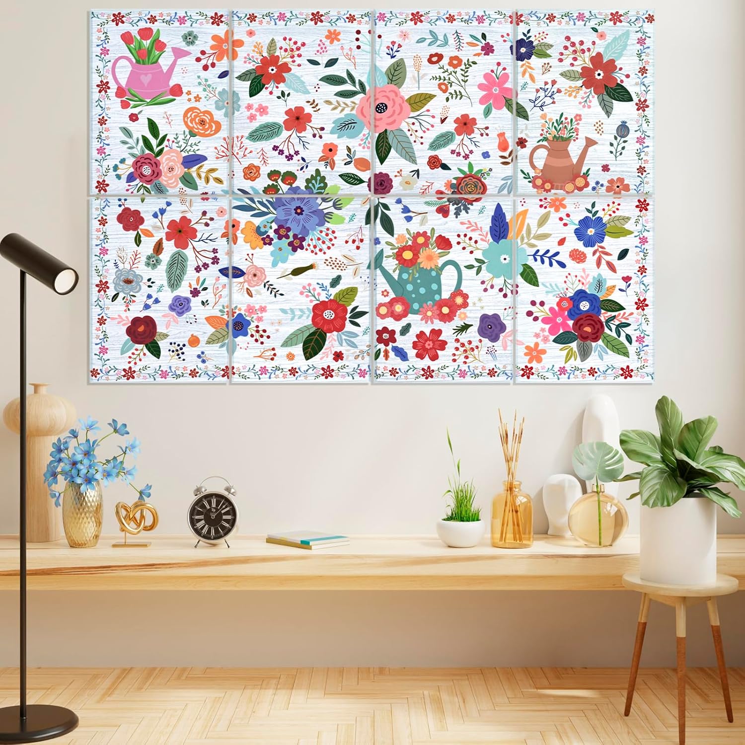 8 Pack Art Acoustic Panels, 48"X32"Self-adhesive Soundproof Wall Panels, High-Density Sound Absorbing Wall Art, Sound Dampening Panels Acoustic Treatment for Studio, Home Decor(Flower World)