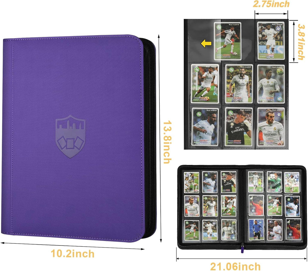 Trading Card Binder 9 Pocket, GERMUN PU Cover Card Binder for 360 Cards, Premium Trading Card Holder Folders, Double Sided Pocket Card Album for MTG, TCG (Purple)