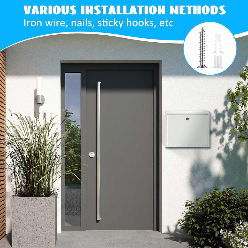 Metal Donation Box Suggestion Box with Slot and Lock-Cash for Money-Waterproof Drop Comment and Ballot Voting for Easy Wall mounting(White,12 x 10 x 3 Inches