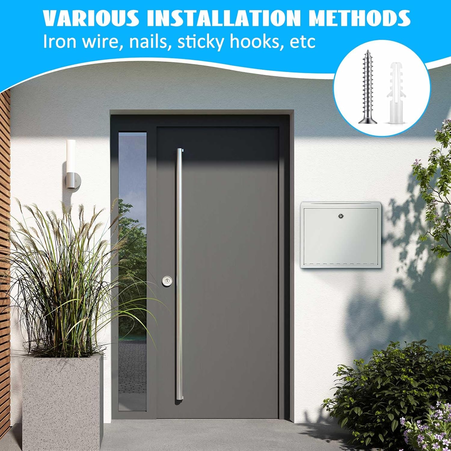 Metal Donation Box Suggestion Box with Slot and Lock-Cash for Money-Waterproof Drop Comment and Ballot Voting for Easy Wall mounting(White,12 x 10 x 3 Inches