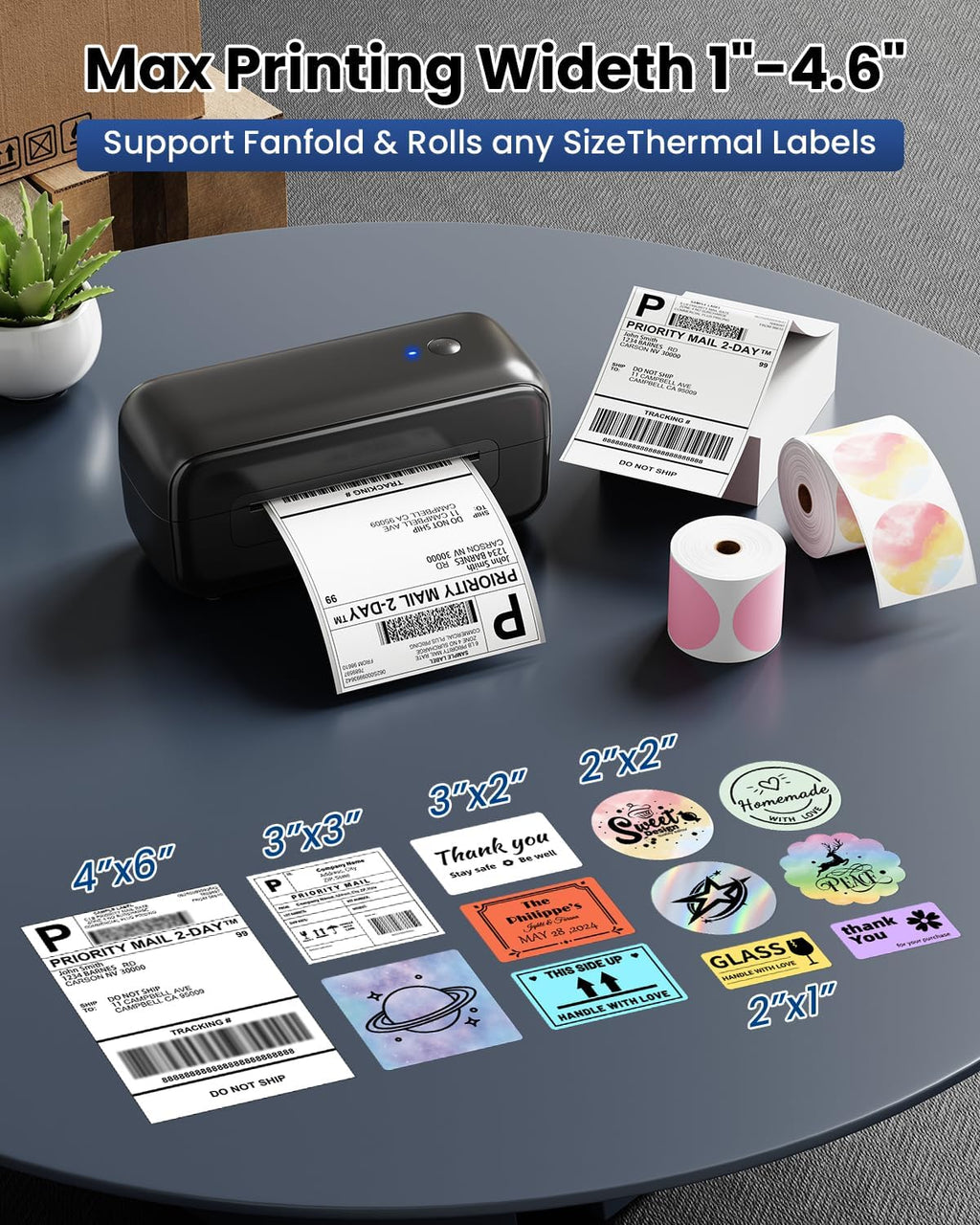 Phomemo Bluetooth Thermal Label Printer - 4x6 Shipping Label Printers for Small Business, Packages, Office, Organization - Thermal Printer Compatible with Amazon, Ebay, Shopify, Etsy, USPS, Fedex, DHL