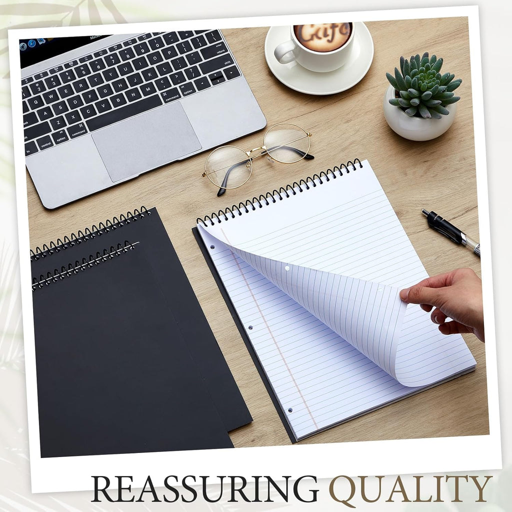 10 Packs 8.5" x 11" Top Spiral Notebook with 3 Hole Punched Legal Pads College Ruled Notepad 50 Sheets Hard Cardboard Paper Wirebound Notepad for Office School Business (White)
