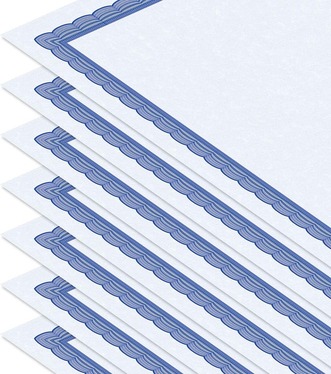 Executive Blue Parchment Certificate Papers - Pack of 25, Laser & Inkjet Printer Compatible, For Office, Business Awards, Graduation, School Diplomas, 8-1/2" x 11" on 60 lb. Text Stock