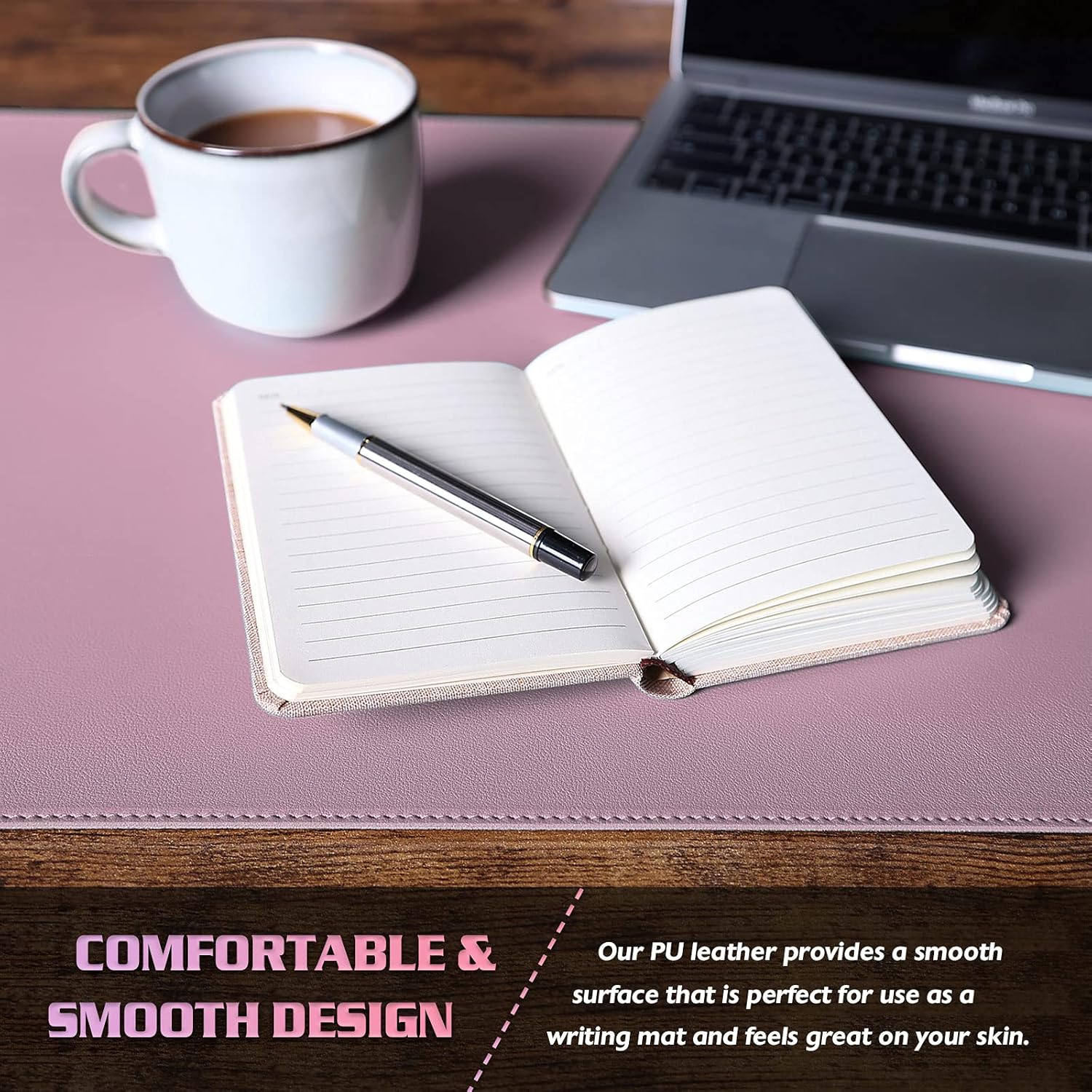 K KNODEL Desk Mat, Blotter, Dual-Sided Office Desk Pad, Waterproof Desk Mat for Desktop, Desk Blotters, PVC Leather Pad Protector (Purple, 35.4" x 17")