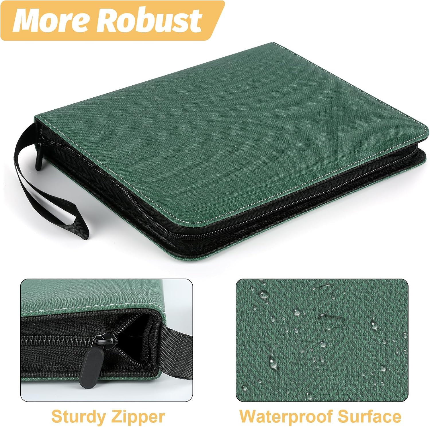 9 Pocket Card Binder, Premium Zip Trading Card Binder, 720 Double Sided Pocket PU Card Collection Binder, Collector Card Album, Card Folder for MTG, TCG, Sports Cards, Game Cards (Dark Green 1)