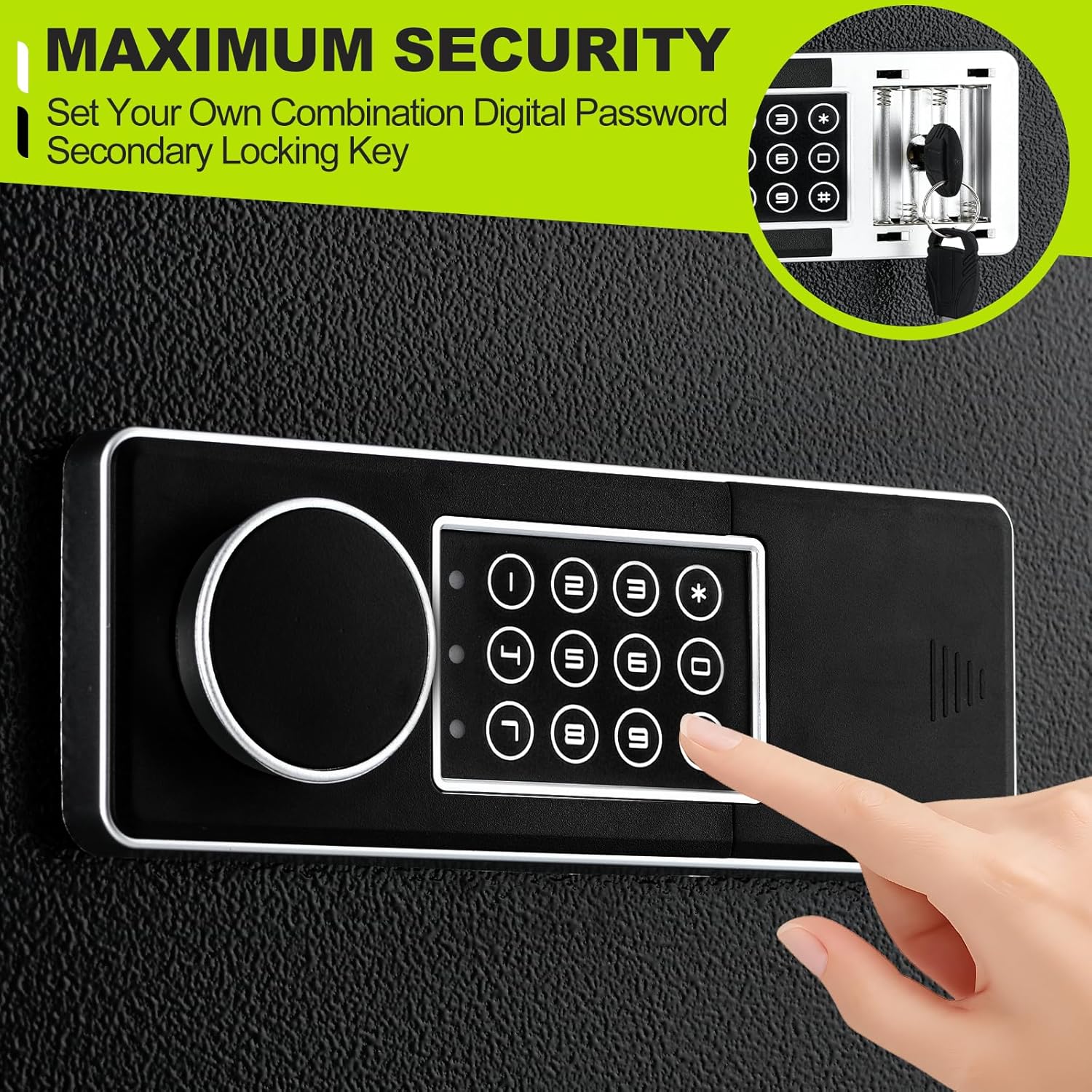 2.3 Cuft Safe Box for Home with Fireproof Document Bag, Anti-Theft Digital Safe with Electronic Keypad, 12.2 x 13.8 x 23.6 Inches (Exterior), Black