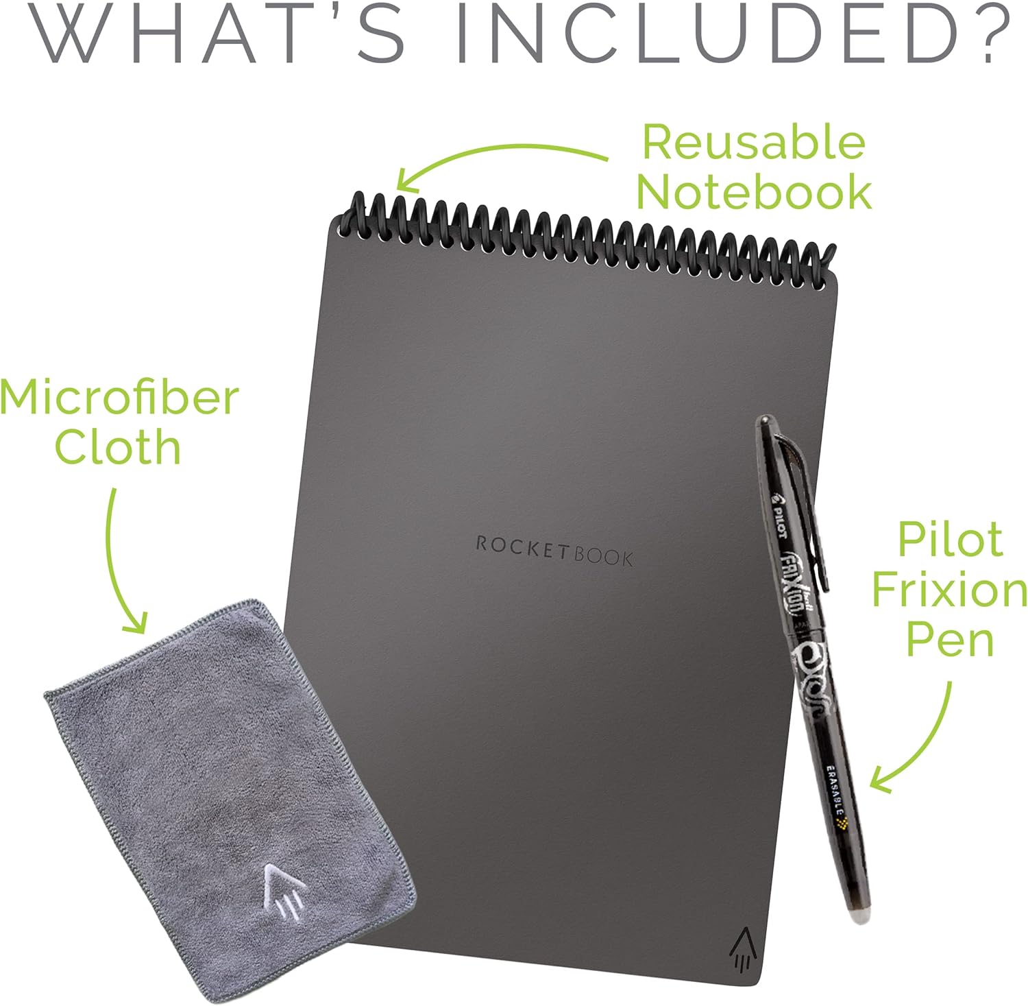 Rocketbook Smart Reusable Notebook, Flip Executive Size Spiral Notebook, Gray, (6" x 8.8"")