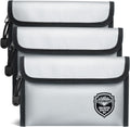 Fireproof Document Bag (5x8 inch), 3Pack Waterproof Money Bag Pocket with Zipper Closure, Storage Pouch for Valuables, A4 A5 Document File, Cash, Credit Card, Passport (3Pack, Grey)