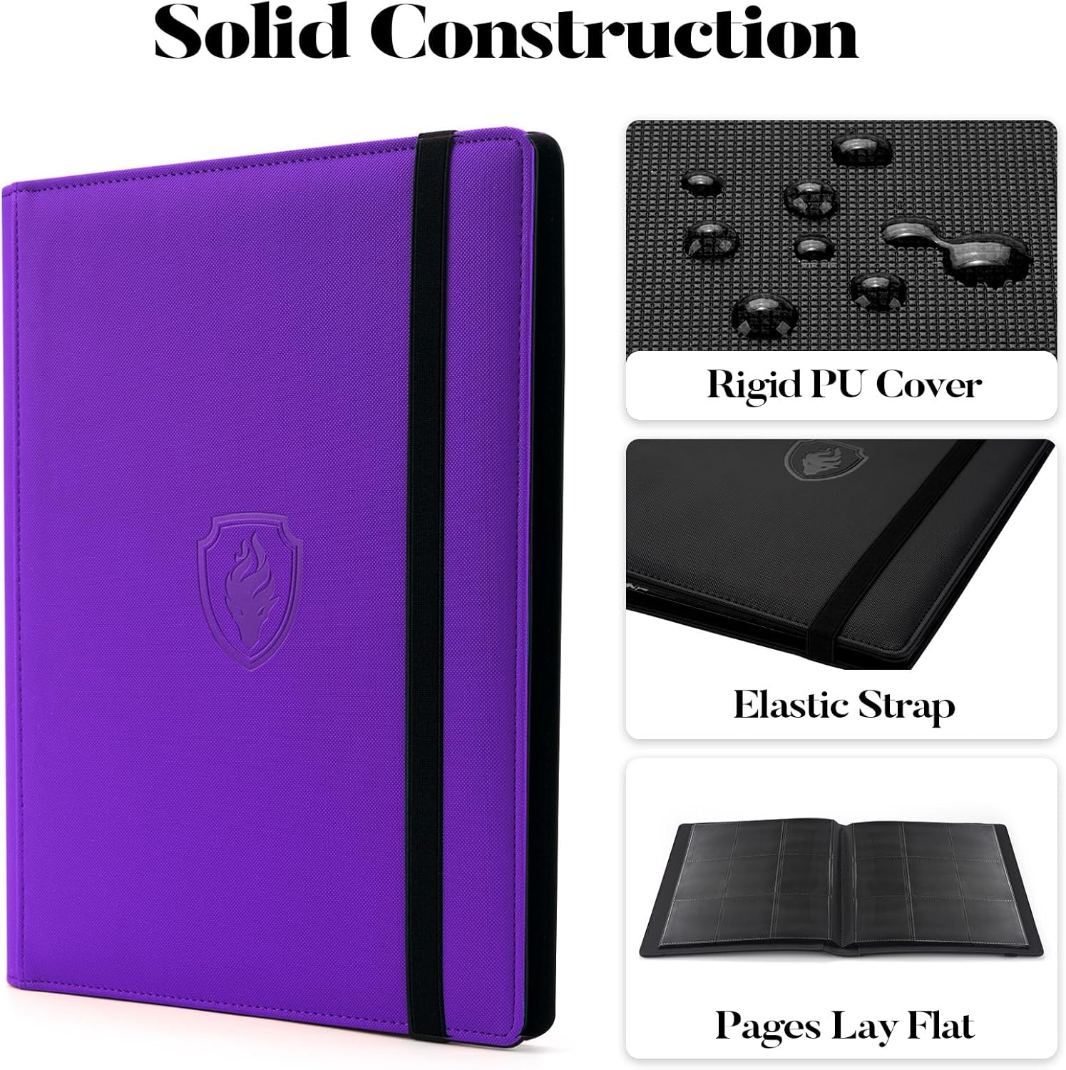 Premium Card Binder, 9 Pocket - Sturdy Card Holder for 360 Cards, Cover & Album for YuGiOh, MTG, TCG & Sports Cards - Purple