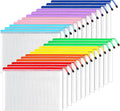 SUNEE Plastic Mesh Zipper Pouch 11x16 in (8 Colors, 24 Packs),Extra Large Water-Resistant Zip Bag for School Office Supplies, Puzzles & Games Organizing Storage
