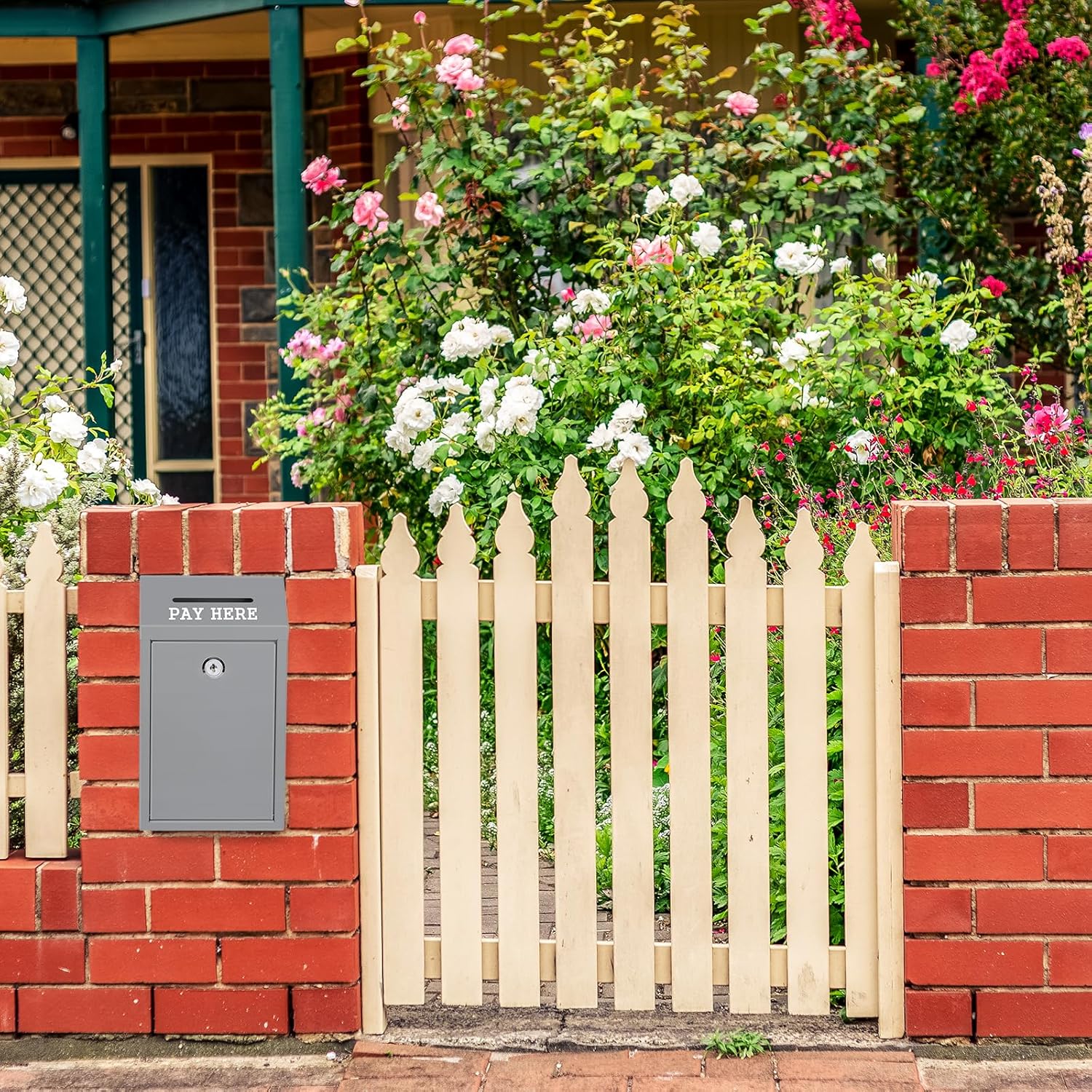 Metal Donation Box Collection Safe Suggestion Box with Lock Wall Mounted Mailbox Delivery Ballot Case Key Drop Case for Home Office Outdoor Door (Grey, 10.24 x 5.71 x 2.95 Inch)