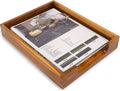 KOLWOVEN Wood Letter Tray -Load Documents Tray for Office Desktop Organizer - Desk Magazine, File, Folder, Paper Holder - Paper Document File Tray Front Drak Brown