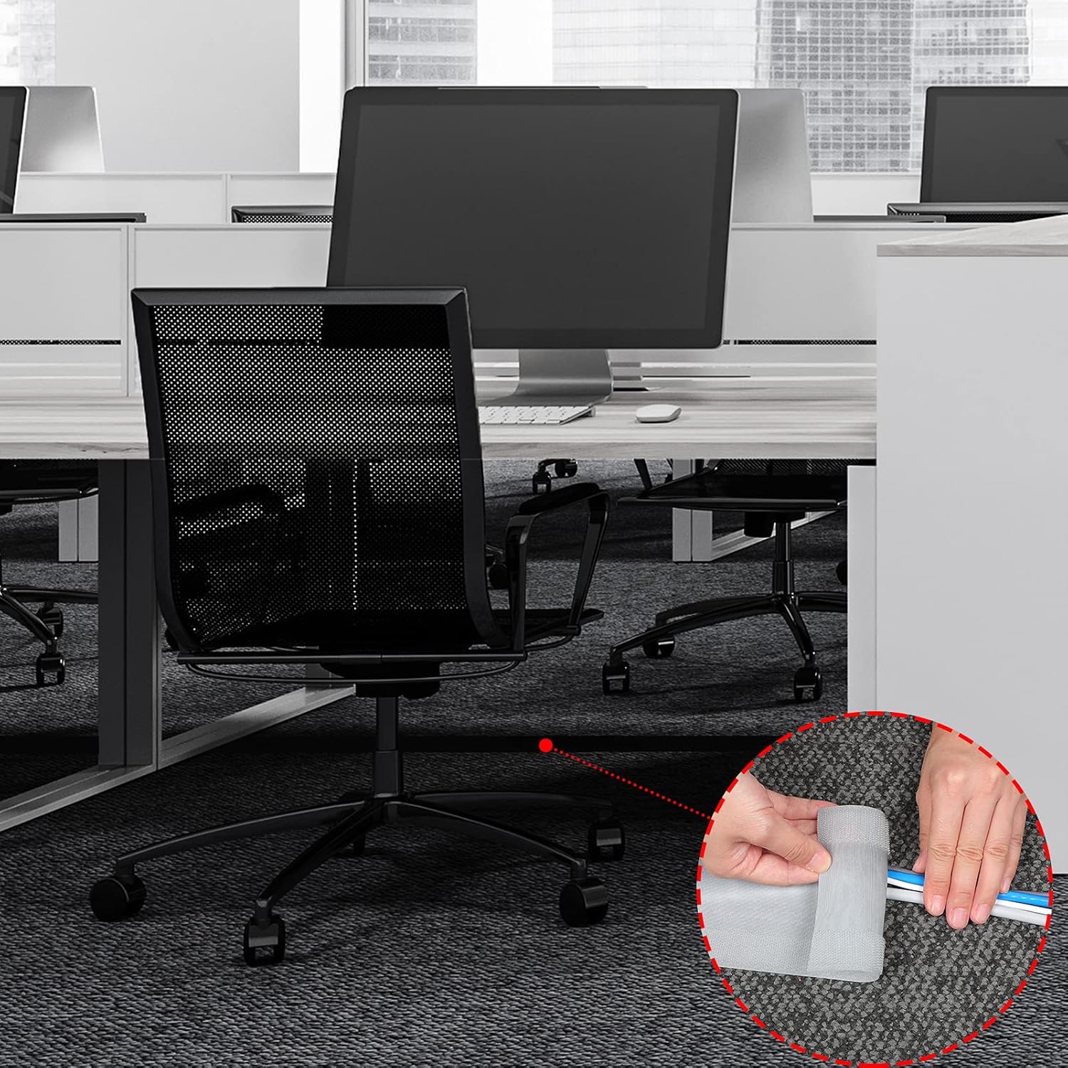 WILLBOND Carpet Cord Cover Cable Grip Floor Cover Cable Protector Management Only for Commercial Office Carpet(Grey,19.69 ft)