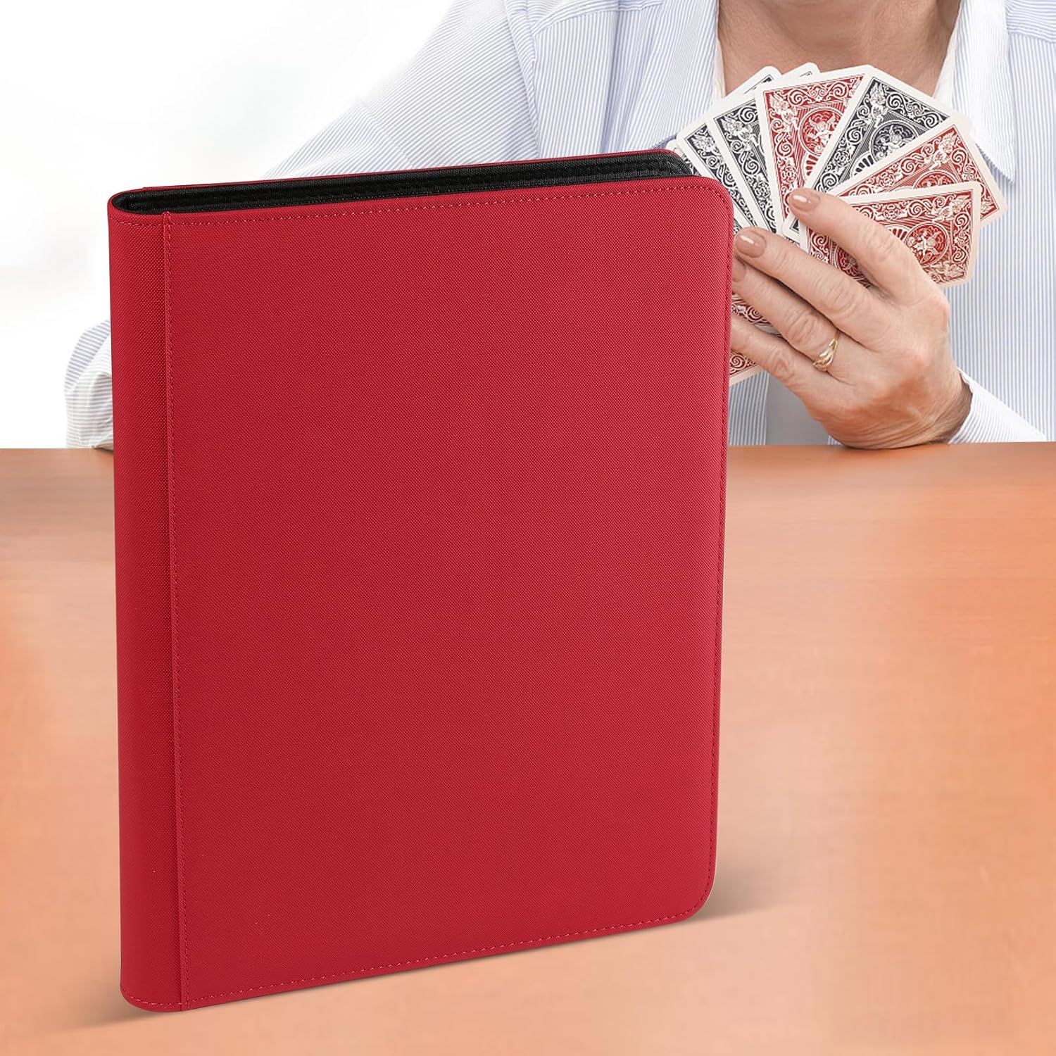 Trading Card Binder 12 Pocket, GERMUN PU Cover Card Binder for 720 Cards, Premium Trading Card Holder Folders, Double Sided Pocket Card Album for MTG, TCG (Red)